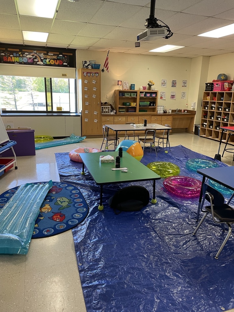 classroom set up as pool