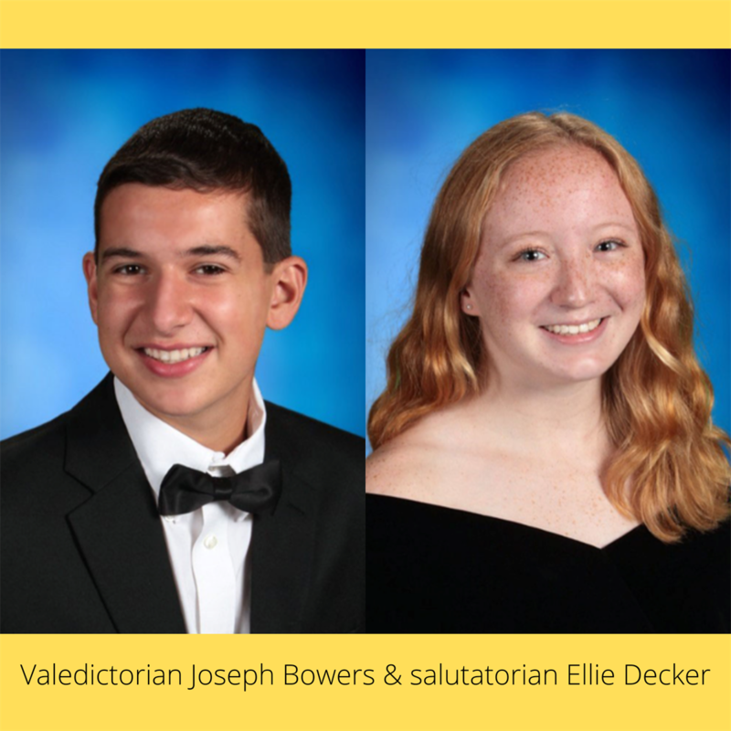valedictorian Joseph Bowers and salutatorian Ellen Decker